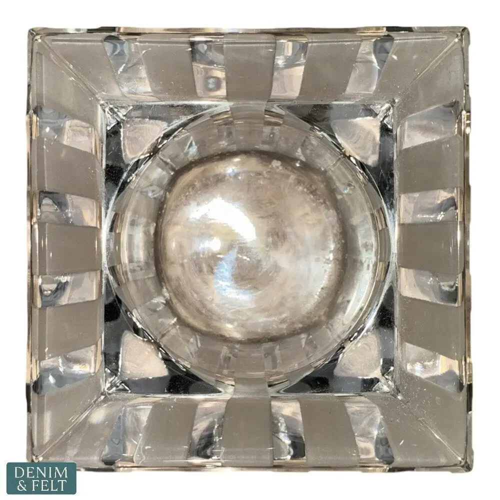 Wedgwood Crystal Votive Holder 3” Square Frosted Stripes Design Set of 2!!‎